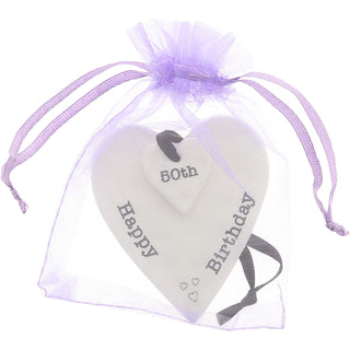 Happy 50th Birthday 3" Ceramic Keepsake Heart Plaque