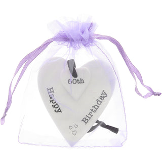 Happy 60th Birthday 3" Ceramic Keepsake Heart Plaque