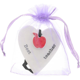 Best Teacher 3" Ceramic Keepsake Heart Plaque