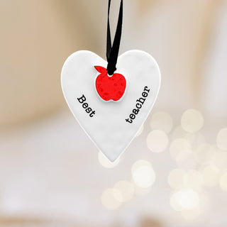 Best Teacher 3" Ceramic Keepsake Heart Plaque