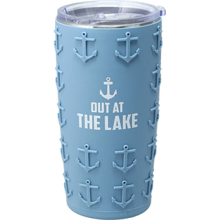 Out at the Lake 20 oz Travel Tumbler with 3D Silicone Wrap