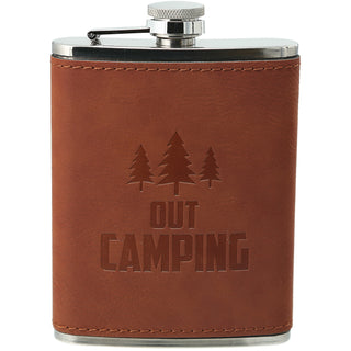 Out Camping PU Leather & Stainless Steel 8 oz Flask