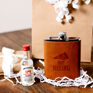 Out Hiking PU Leather & Stainless Steel 8 oz Flask