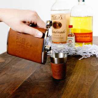 Out at the Lake PU Leather & Stainless Steel 8 oz Flask