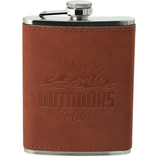 Outdoors Man PU Leather & Stainless Steel 8 oz Flask