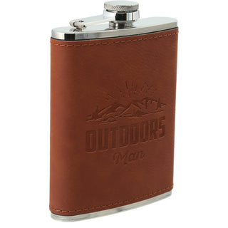 Outdoors Man PU Leather & Stainless Steel 8 oz Flask