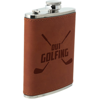 Out Golfing PU Leather & Stainless Steel 8 oz Flask