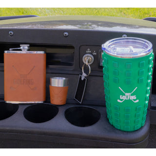 Out Golfing PU Leather & Stainless Steel 8 oz Flask