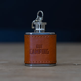 Out Camping PU Leather & Stainless Steel 1 oz Mini Flask