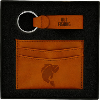 Fishing PU Leather Keyring & Wallet Set