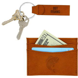 Fishing PU Leather Keyring & Wallet Set