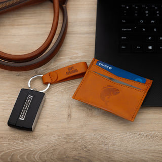 Fishing PU Leather Keyring & Wallet Set