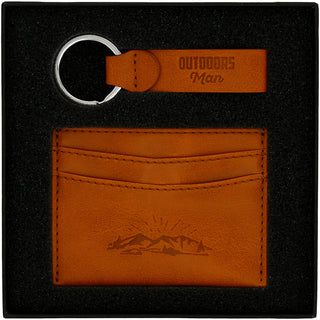 Outdoors Man PU Leather Keyring & Wallet Set