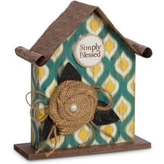 Simply Blessed 6.5" Birdhouse Plaque