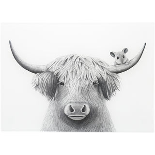 Highland Cow 13.75" x 9.75" Glass Cutting Board