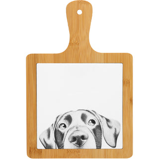 Dog 7.5" Bamboo & Ceramic Tile Trivet