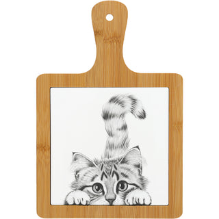 Cat Bamboo & Ceramic Tile Trivet