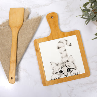 Cat Bamboo & Ceramic Tile Trivet