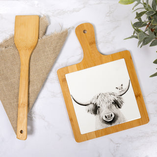 Highland Cow Bamboo & Ceramic Tile Trivet