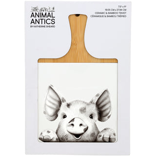 Pig Bamboo & Ceramic Tile Trivet