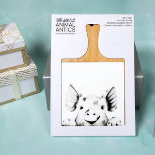 Pig 7.5" Bamboo & Ceramic Tile Trivet