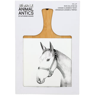 Horse 7.5" Bamboo & Ceramic Tile Trivet