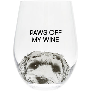 Paws Off Gift Boxed 18 oz Stemless Wine Glass