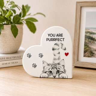 Purrfect 5" Ceramic Heart Plaque