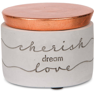 Cherish, Dream, Love 3" x 2.25" Cement Keepsake Box