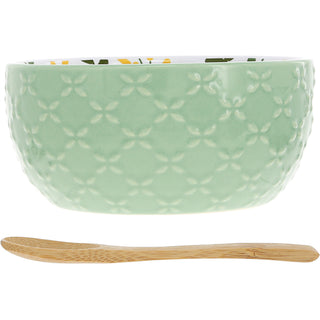 Friends 4.5" Ceramic Bowl with Bamboo Spoon
