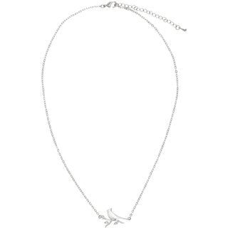 Cardinals Appear 16.5"-18.5" Silver Plated Necklace with Cubic Zirconia Stones