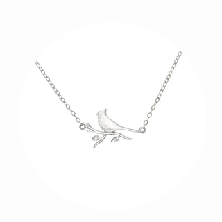 Cardinals Appear 16.5"-18.5" Silver Plated Necklace with Cubic Zirconia Stones