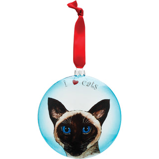 Theo - Siamese Cat 5" Glass Christmas Ornament