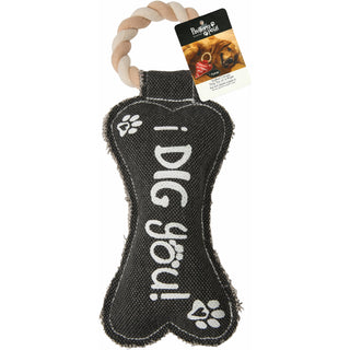 Dog Bone 12" Canvas Dog Toy on Rope