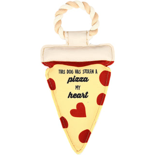 Pizza My Heart 13" Canvas Dog Toy on Rope