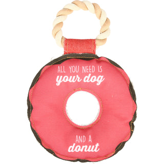 Dog and a Donut 10.75" Canvas Dog Toy on Rope