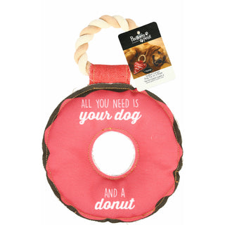 Dog and a Donut 10.75" Canvas Dog Toy on Rope