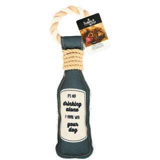 Drinking Alone 13" Canvas Dog Toy on Rope