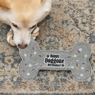 Birthday Bone 11" Canvas Dog Toy on Rope