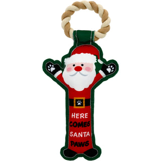 Santa Paws 12" Canvas Dog Toy on Rope