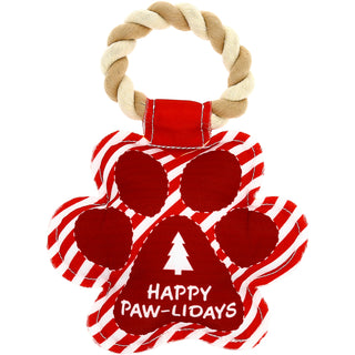 Happy Paw-lidays 9" Canvas Dog Toy on Rope