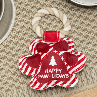 Happy Paw-lidays 9" Canvas Dog Toy on Rope