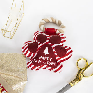Happy Paw-lidays 9" Canvas Dog Toy on Rope