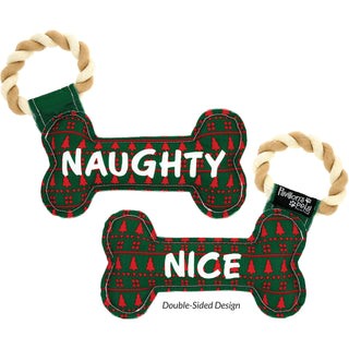 Naughty or Nice 11" Canvas Dog Toy on Rope