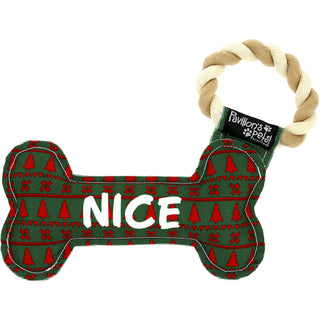 Naughty or Nice 11" Canvas Dog Toy on Rope