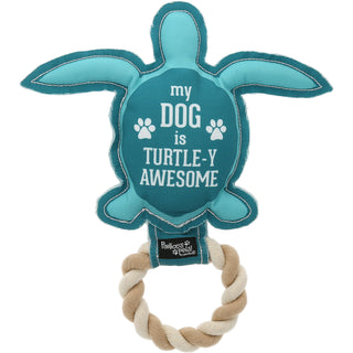 Turtle-y Awesome 9" Canvas Dog Toy on Rope