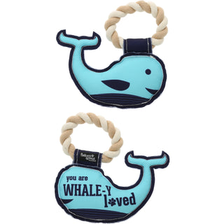 Whale-y Loved 8" Canvas Dog Toy on Rope