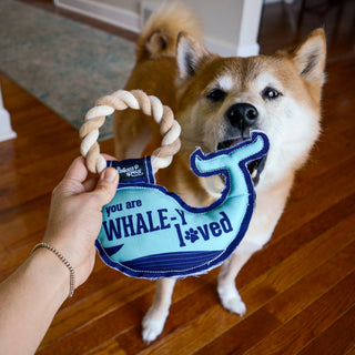 Whale-y Loved 8" Canvas Dog Toy on Rope