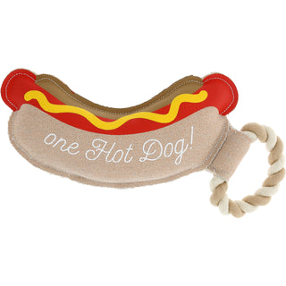 Hot Dog 12.75" Canvas Dog Toy on Rope