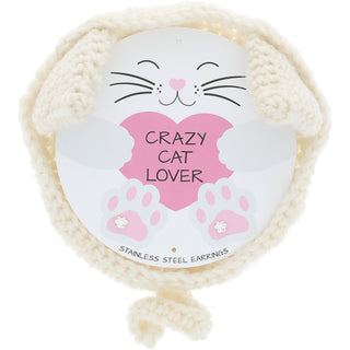 Cat Lover Crochet Coaster Dish & Earring Set